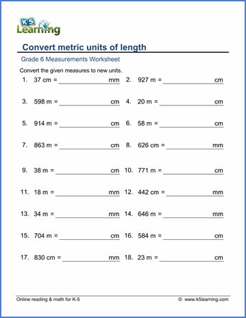 Grade 6 Math worksheet - Measurement: convert metric lengths | K5 Learning Converting Metric Units, Grade 6 Math Worksheets, Measurement Worksheets, Grade 6 Math, Metric Conversions, 3rd Grade Math Worksheets, Cursive Writing Worksheets, Comprehension Exercises, Measurement Conversions