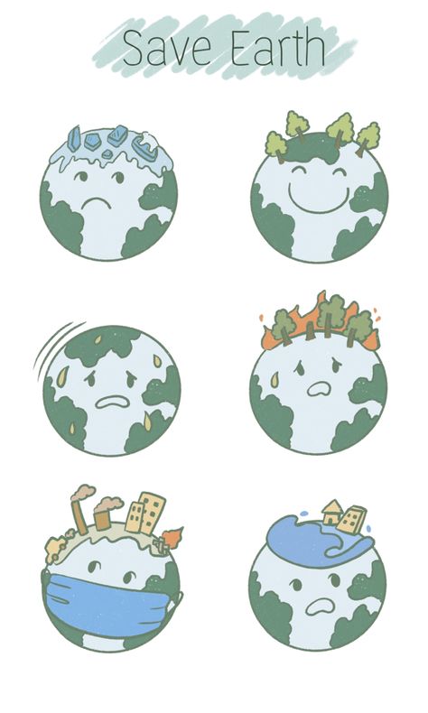 Pastel colored world set clipart drawings There are melting polar ice caps, a bright world, global warming, forest fires, air pollution, floods, transparent white background. Earth Clipart, Net Zero, Environmental Conservation, Save Earth, Earth Day, Pastel Colors, Stock Illustration, Royalty Free Stock Photos, Royalty Free