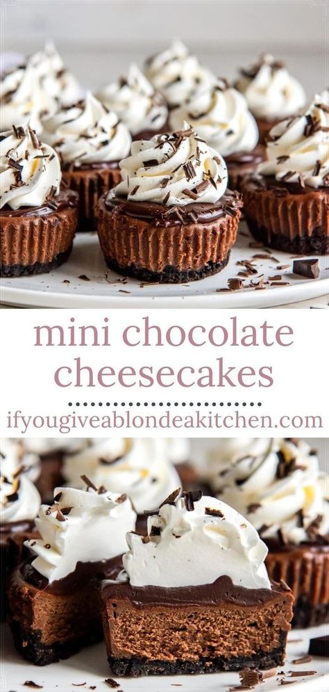 Easy Mini Chocolate Cheesecakes are the perfect dessert for Valentine's Day! The cheesecake filling is light and creamy, which complements the thick Oreo cookie crust well. Mini Chocolate Cheesecakes, Chocolate Cheesecake Bites, Mini Cheesecake Bites, Mini Cheesecake Recipes, Oreo Cookie Crust, Chocolate Cheesecake Recipes, Oreo Crust, Cheesecake Filling, Easy Cheesecake