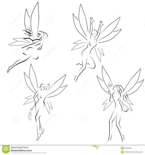 Abstract Fairies Royalty Free Stock Image - Image: 20435016 Fairy Outline Tattoo, Fairy Outline, Fairies Illustration, Outline Tattoo Ideas, Small Fairy Tattoos, Tatuaje Studio Ghibli, Fairy Sketch, Fairies Flying, Outline Tattoo