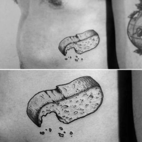 40 Bread Tattoo Ideas For Men - Loaf Designs Toast Tattoo, Bread Tattoo, Tattoo Catalog, Best Bread, Tattoo Ideas For Men, Buttery Biscuits, Tattoo Project, Top 40, Couple Tattoos