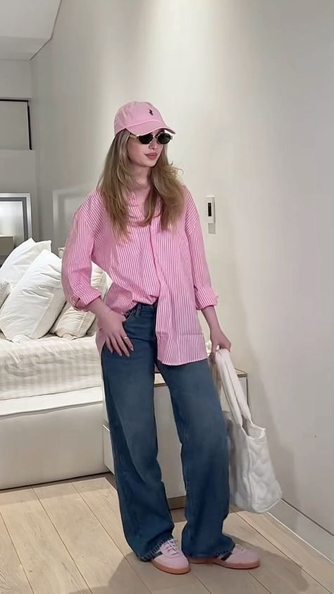 Pink For Fall Outfit, Rome Fits, Pink Shirt Outfit, Skandinavian Fashion, Uni Outfits, Trendy Fall Outfits, Easy Trendy Outfits, Casual Chic Outfit, 가을 패션