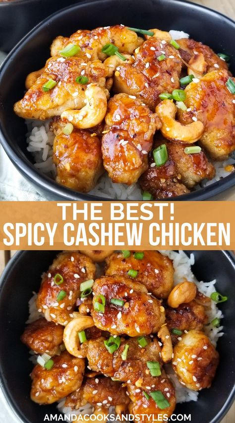 Spicy Cashew Chicken, Cashew Recipes, Cashew Chicken Recipe, Homemade Chinese Food, Chinese Cooking Recipes, Chicken Entrees, Easy Chinese Recipes, Cashew Chicken, Roasted Cashews