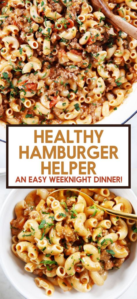 Love that classic childhood boxed favorite, but want to make it all homemade and healthier? This Healthy Hamburger Helper recipe is your solution. Healthy Hamburger Helper, Hamburger Helper Recipe, Healthy Hamburger, Hamburger Helper Recipes, Lexi's Clean Kitchen, Pasta Easy, Butter Pasta, Homemade Hamburgers, Hamburger Helper