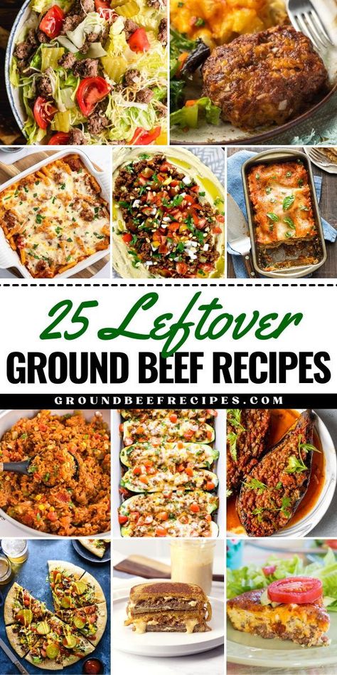 Want more dinner ideas for tonight? These leftover ground beef recipes have got you covered! You'll find pasta, pizza, soups, and other meals with ground beef. So, if you're wondering what to make with leftover hamburger meat, try these main dishes! Leftover Hamburger Meat, Leftover Ground Beef Recipes, Leftover Ground Beef, Meals With Ground Beef, Dinner Ideas For Tonight, Meals Without Meat, Minced Beef Recipes, Dinner Recipes Healthy Family, Leftover Beef