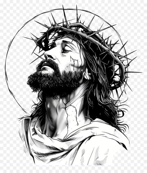 Jesus Thorn Crown, Thorn Crown, Thorn Tattoo, Jesus Crown, Christian Tattoo, Crown Of Thorns, Skull Drawing, Head Design, Tattoo Sketches