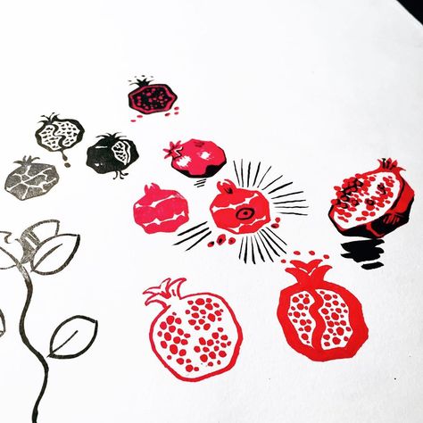 Pomegranate Tattoo Minimalist, Pomegranate Seed Tattoo, Simple Pomegranate Tattoo, Small Pomegranate Tattoo, Pomegranate Drawing Simple, Pomegranate Doodle, Pomegranate Tattoo Simple, Pomegranate Stamp, Pomegranate Illustration