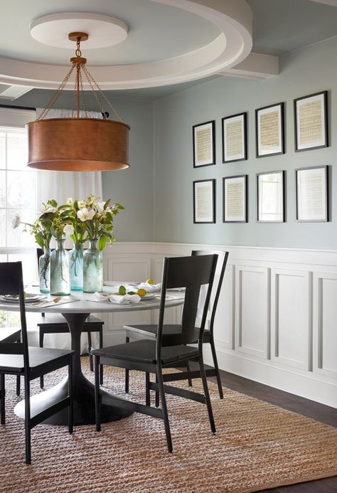 Sage Green: 6 Ways to Decorate Your Home with Pinterest’s 2018 “New Neutral” Color Trend #diningroom #diningroomideas #diningroomdecor Fixer Upper Dining Room, Wainscoting Kitchen, Dining Room Renovation, Dining Room Wainscoting, Wainscoting Styles, Dining Room Paint, Dining Room Remodel, Rooms Ideas, Dining Room Colors