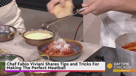 With National Meatball Day fast approaching, who better to teach us how to make the perfect meatball than celebrity chef and Italy native Fabio Viviani. Chef Fabio shared a few tips and tricks to c… Fabio Viviani, Perfect Meatballs, Tv Chefs, Tomato Sauce Recipe, Celebrity Chef, Drying Pasta, Plum Tomatoes, Whole Eggs, Celebrity Chefs