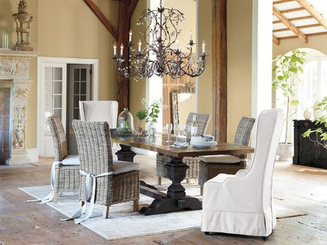 Oceano Dining Chair | Arhaus Furniture Napa House, Hotel Hallway, Kitchen Table And Chairs, Interior Design Dining, Tudor Home, Arhaus Furniture, Rectangular Chandelier, Interior Design Dining Room, Chandelier Lights