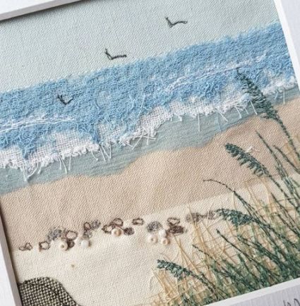 Alison Whateley, Seascape Quilts, Textile Collage, Beach Quilt, Landscape Art Quilts, Art Quilting, Landscape Quilt, Beautiful Countryside, Textile Art Embroidery