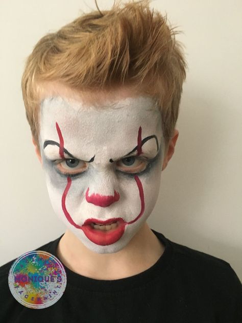 Clown Makeup Boys For Kids, Halloween Face Paint Boys, Clown Makeup For Kids, Pintura Facial Halloween, Halloween Makeup For Boys, Halloween Makeup Boys, Clown Face Makeup, Boy Halloween Makeup, Halloween Makeup For Kids