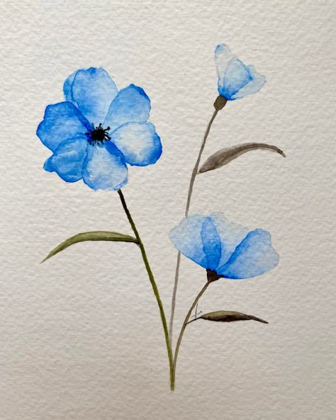 Watercolor , painting , watercolor art Watercolor Art Flowers Easy, Simple Watercolor Paintings For Beginners Ideas, Easy Watercolour Painting Ideas, Sulu Boya Çalışmaları, Simple Watercolor Flowers, Watercolor Simple, Loose Watercolor Flowers, Easy Flower Drawings, Wildflower Paintings