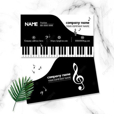 Black Piano Notes Business Card Music Business Cards Design, Visit Cart, Musician Business Card, Piano Card, Piano Poster, Music Business Cards, Music Institute, Pink Business Card, Piano Notes