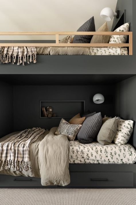 Water's Edge - Studio McGee Space Boys Bedroom, Bunk Room Ideas, Bunk Bed Room, Bunk Beds Boys, Boys Bedroom Ideas, Cozy Beds, Mcgee Home, Bunk Beds Built In, Built In Bunks