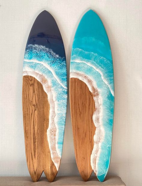 Surfboard Wall Art 33-43 Resin Art Bar Decor Wooden Wall - Etsy Wooden Wall Art Ocean, Beach Wave Wood Art, Resin Art For Home Decor, Decorative Surfboard Wall Art, Surf Board Wall Decor, Kids Surf Room, Surfboard Art Decor, Surfboard Room Decor, Surfboard Room