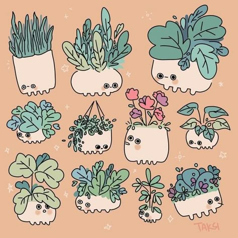 Frosch Illustration, Plant Friends, Plant Doodle, 동화 삽화, Posca Art, Plant Drawing, Arte Sketchbook, Creature Design, Cute Doodles