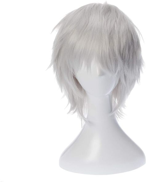 White Wig Hairstyles, White Short Hairstyles, White Hair Short, Lolbit Cosplay, White Hair Wig, Cute Cosplay Wig, White Bob Wig, White Short Hair, White Wig With Bangs