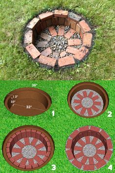 Brick Fire Pit Ideas, Step Building, Deco Spa, Fire Pit Plans, Outside Fire Pits, Types Of Bricks, Brick Fire Pit, Diy Designs, Popular Diy