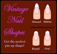 Vintage nail shapes. 1950s Nails, Vintage Manicure, Duck Feet, August Nails, Retro Nails, Vintage Nails, Almond Shape Nails, Vintage Cosmetics, Minimalist Nails