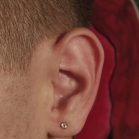 Ear Piercings Boy, Nose Piercing Double, Men's Piercings Ears, Piercings On Face, Guys Ear Piercings, Double Nose Piercing, Men's Piercings, Ear Piercing Studs, Ear Lobe Piercings