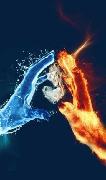 Twin Flame Art, Flame Art, Fire And Water, Twin Flames, Fire And Ice, Twin Flame, Yin Yang, Two Hands, Fantasy Art