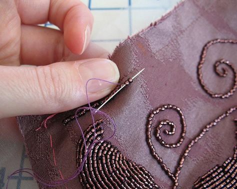 Lilacs & Lace: Transferring a Beading Pattern to Fabric: A Tutorial Bordados Tambour, Tambour Beading, Bead Embroidery Tutorial, Beginner Sewing Projects Easy, Leftover Fabric, Fabric Beads, Sewing Projects For Beginners, Love Sewing, Embroidery Tutorials