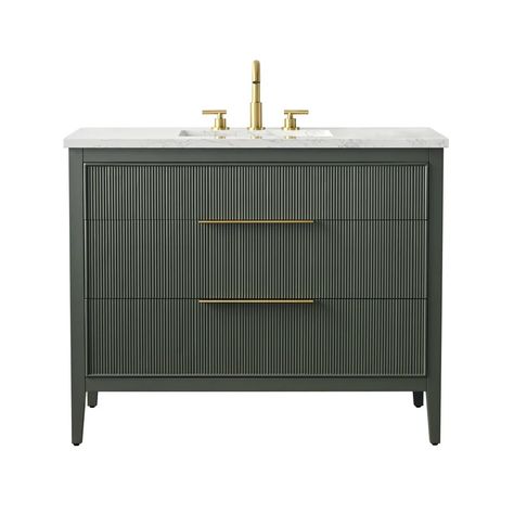 Light Wood 42 Inch Vanity No Countertop | Wayfair Light Wood Bathroom Vanity, 42 Inch Vanity, Modern Georgian, Engineered Stone Countertops, White Sink, Engineered Stone, Stone Countertops, Stone Top, Single Bathroom