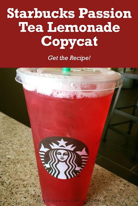 Starbucks Passion Tea, Tazo Passion Tea, Lemonade Tea Recipe, Copycat Starbucks Drinks, Passion Tea Lemonade, Starbucks Tea, Passion Tea, Tea Lemonade, Copycat Starbucks Recipes