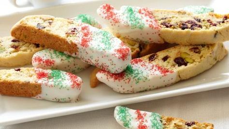 Holiday Biscotti Holiday Biscotti, Easy Biscotti, Easy Biscotti Recipe, Biscotti Recipes, Chocolate Garnishes, Cranberry Pistachio, Food Network Canada, Biscotti Cookies, Biscotti Recipe