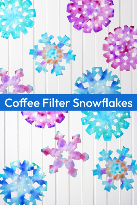 Coffee Filter Snowflakes, Coffee Filters Snowflakes, Coffee Filter Wreath, How To Make Snowflakes, Snowflake Craft, Washable Markers, Fun Crafts To Do, Coffee Filter, Coloring Markers