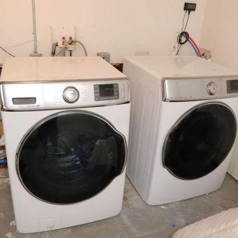 Samsung washer dryer including Samsung super speed power foam steam VRT PLUS HE washer model WF56H9100AW/A2 30” x 30” x 42”, and Samsung ECO DRY vent sensor steam moisture sensor model WF56H9100AW/A2 30” x 30” x42”. Super Speed Power, Samsung Washer And Dryer, Samsung Washer, Super Speed, Washer Dryer, Washer And Dryer, Laundry Machine, Washer, Washing Machine