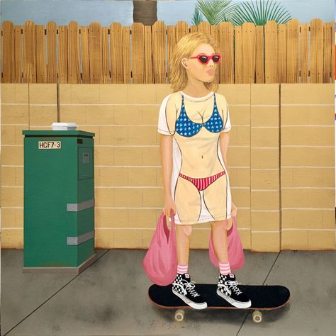 Paintings by Toy Machine founder Ed Templeton that take a cynical view of modern American suburbia | Creative Boom Ed Templeton, Skateboard Companies, Large Scale Artwork, Toy Machine, Latest Series, Juxtapoz Magazine, Punk Music, Skateboard Decks, Small Paintings