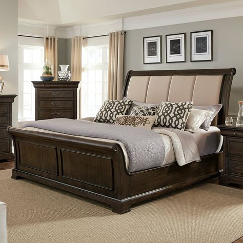 Liberty Furniture Country Estate Sleigh Bed | Hayneedle Wooden King Size Bed, Queen Sleigh Bed, Sleigh Bedroom Set, Wood Bed Design, Wooden Bed Design, Sleigh Bed, Bed Design Modern, Furniture Design Living Room, Bed Furniture Design