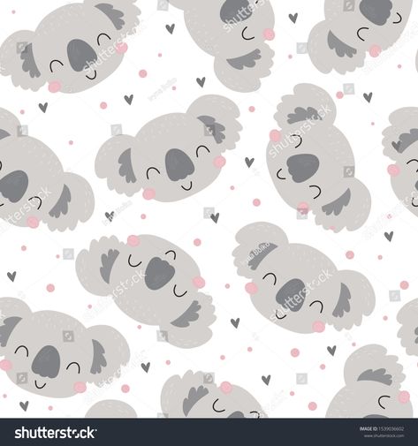 Animal Drawings Simple, Character Sleeping, Animal Watercolour, Koala Drawing, Koala Pattern, Baby Animal Drawings, Bear Vector, Sleeping Animals, Boho Color