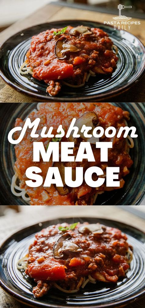 Mushroom Meat Sauce Mushroom Meat, Meat Sauce Recipe, Dinner Favorites, Meat Sauce Recipes, Big Families, Crimini Mushrooms, Finger Foods Easy, Pasta Sauce Recipes, Mushroom Sauce