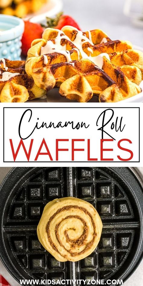 Waffle Iron Cinnamon Rolls, Cinnamon Roll Waffles Recipe, Pillsbury Cinnamon Roll Recipes, Canned Cinnamon Rolls, Fluffiest Cinnamon Rolls, Breakfast Cinnamon, Breakfast Favorites, Pillsbury Cinnamon Rolls, Cinnamon Roll Waffles