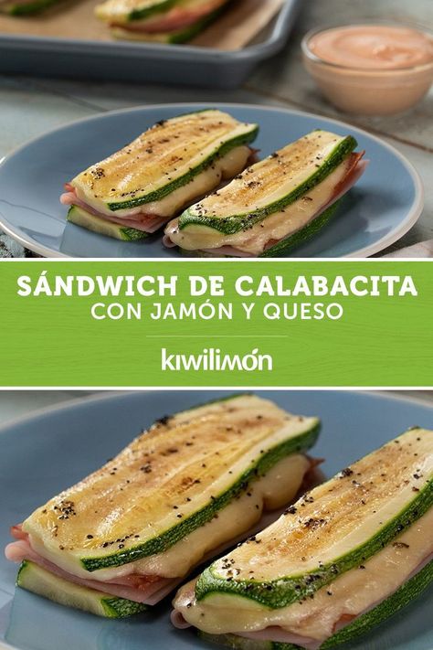 Sandwich de Calabacita con Jamón y Queso. #sandwichsaludable #recetasfaciles #comidacasera #calabacitas #almuerzorapido Deli Food, Recetas Keto, Healthy Food Motivation, Healthy Lifestyle Food, Keto Recipes Dinner, Idee Pasto Sano, Diy Food Recipes, I Love Food, Healthy Cooking