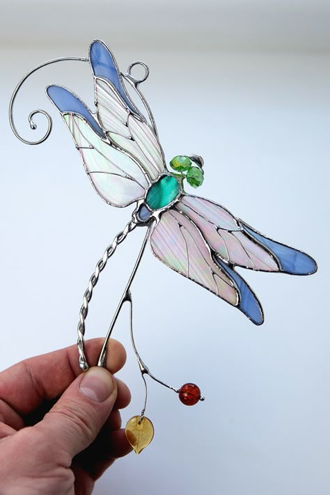 Stained glass dragonfly. Suncatcher dragonfly. Beautiful window hanging decor. #stainedglass #stainedglassdragonfly #stainedglassgift #windowdecor #dragonfly  #stainedglassdecor #dragonflies #motherdaygift Suncatcher Dragonfly, Dragonfly Suncatcher, Stained Glass Dragonfly, Dragonfly Stained Glass, Glass Dragon, Glass Dragonfly, Stained Glass Sun, Window Suncatchers, Stained Glass Birds