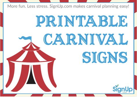 Printable Carnival Signs - Free Festive Signage for Games, Tickets, Booths & Food Stations | SignUp.com Festival Signs, Carnival Game Signs, Carnival Printables, Carnival Classroom, Game Signs, Diy Carnival Games, Carnival Signs, Carnival Booths, Carnival Tickets