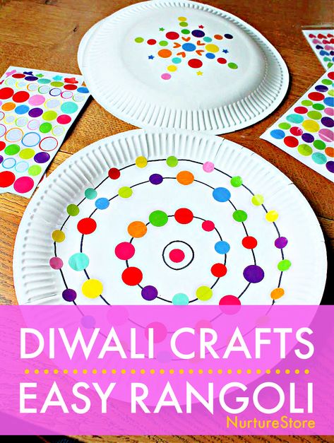 Easy rangoli craft with stickers - NurtureStore Deepavali Activities For Kids, Rangoli Craft For Kids, Rangoli For Kids Easy, Rangoli Craft, Easy Rangoli Patterns, Diwali Craft For Children, Traditional Rangoli Design, Diwali Activities, Traditional Rangoli