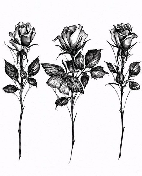 Wilted Roses Tattoo, Creepy Rose Tattoo, Rose Gothic Tattoo, Deadroses Tattoo, Witchy Rose Tattoo, Gothic Rose Drawing, Gothic Flower Tattoo Design, Dark Flower Tattoo Design, Gothic Flowers Drawing