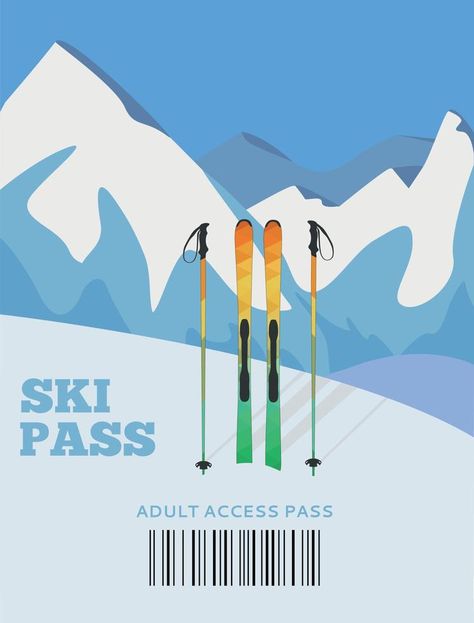 Ski pass. Ski resort, skiing on the background of mountains. Alps, firs, mountains wide panoramic background. winter activities. red ropeway. Christmas. Vacation winter holidays Ski Pass Design, Winter Branding, Skiing Images, Ski Artwork, Winter Graphics, Vacation Winter, Apres Ski Party, Freestyle Skiing, Background Winter