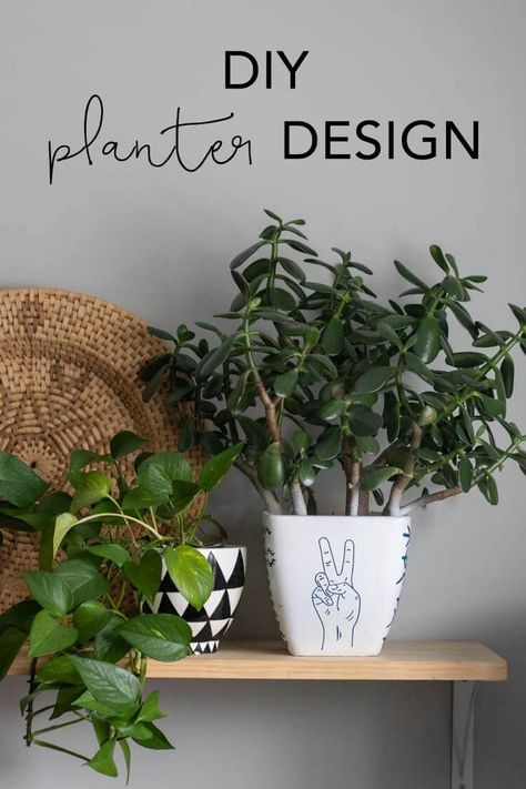 DIY Planter Design with Cricut | My Breezy Room   #ad #cricutcreated @cricut White Marble Pattern, Painted Branches, Diy Planter, Airplane Wall, Cricut Design Studio, Diy Planter Box, White Spray Paint, Easter Egg Designs, Planter Design