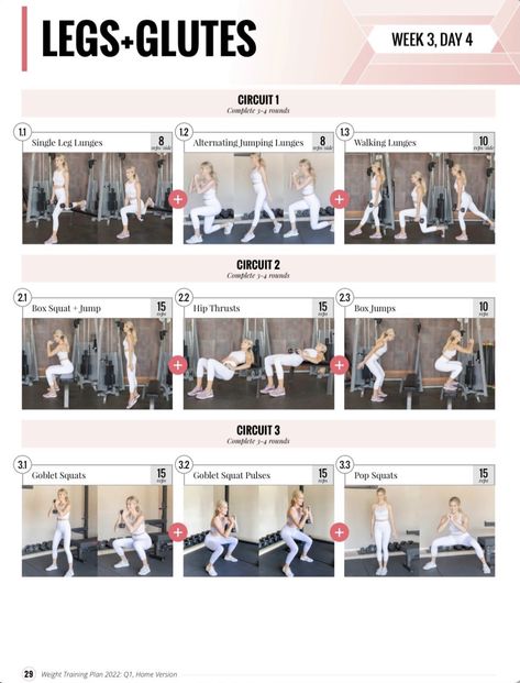 Effective Workout Plan, Weight Training Plan, Lauren Gleisberg, Jumping Lunges, Pulse Squats, Goblet Squat, Weight Training Workouts, Hip Thrust, Jump Squats