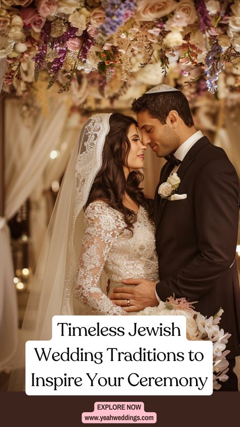 A stunning bride and groom under a beautifully decorated chuppah, symbolizing timeless Jewish wedding traditions. Jewish Wedding Ideas Chuppah, Jewish Orthodox Wedding, Jewish Wedding Aesthetic, Jewish Christian Wedding, Jewish Wedding Ideas, Jewish Customs, Order Of Wedding Ceremony, Jewish Wedding Traditions, Jewish Bride