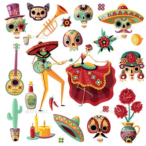 Mexican Graphic Design, Decorative Masks, Mexican Celebrations, Mexican Day Of The Dead, Candles Flowers, Holiday Symbols, Day Of Dead, Mexican Holiday, Music And Dance