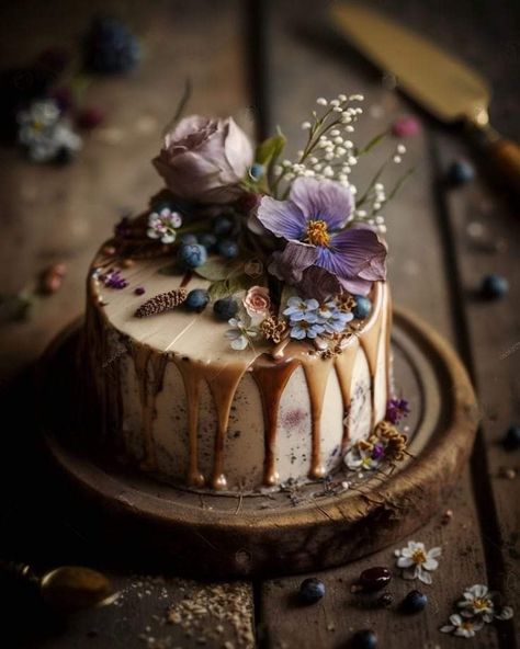 Bohemian Cake, Gateaux Cake, Rustic Cake, Edible Cake, Gorgeous Cakes, Cake Decorating Tips, Pretty Cakes, Creative Cakes, Easy Cake