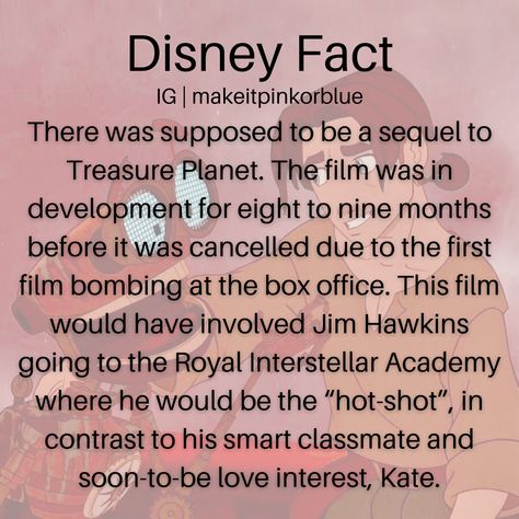 #disney #treasureplanet #disneyanimation #disneyfacts Disney Movie Trivia, Jim Hawkins, Disney Secrets, Disney Fanatic, Disney Facts, Walt Disney Animation Studios, Movie Facts, Treasure Planet, Old Disney