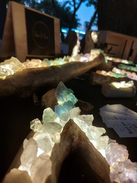 Come find me at Mindil Beach Sunset Market tommorrow!!!! ✨✨🌟✨✨ Gemstone House Lights, Light Up Crystal Display, Rock Lamp Aesthetic, Furniture Of Rocks Christals, Moss Diy, Glowing Crystal, Dnd Room, Diy Backyard Fence, Come Find Me